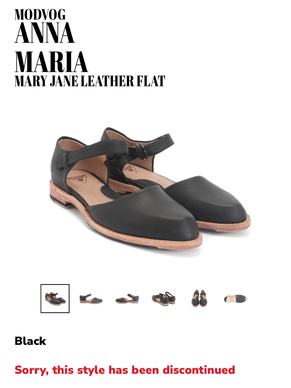 ANNA MARIA Black Mary Jane Leather Flat